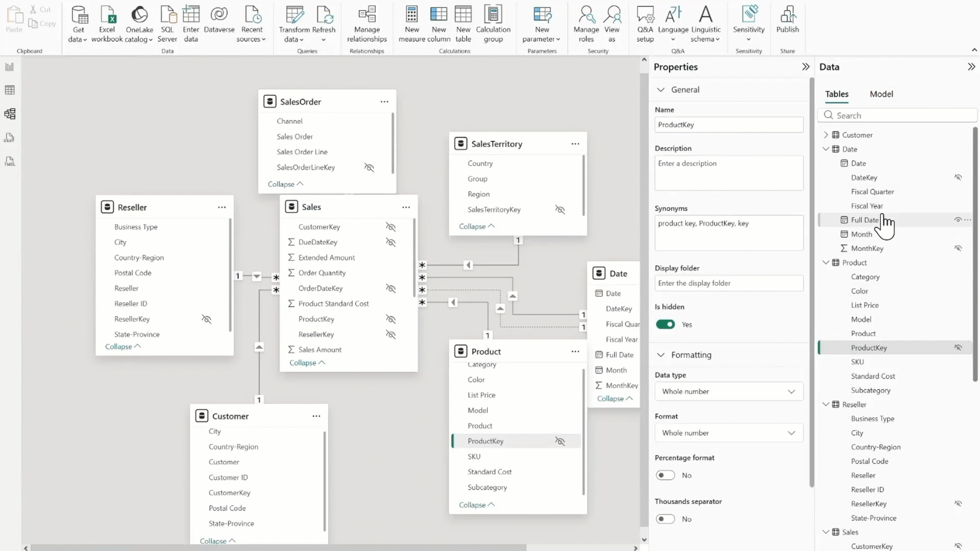 Power BI Desktop hover